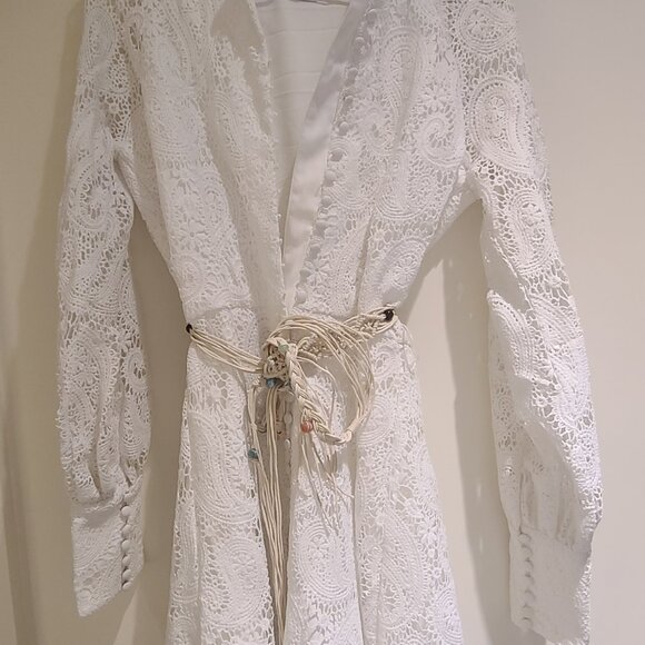 Woven Lace Dress with Puff Sleeves: Romantic Wedding/Beach Party (Shoredarling) - Picture 4 of 7